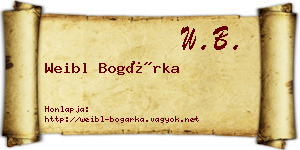 Weibl Bogárka névjegykártya